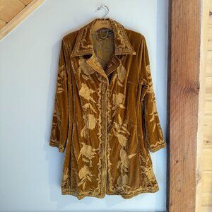 Paparazzi Velvet Embroidered Coat – Rich Gold – Holiday Boho – Size L